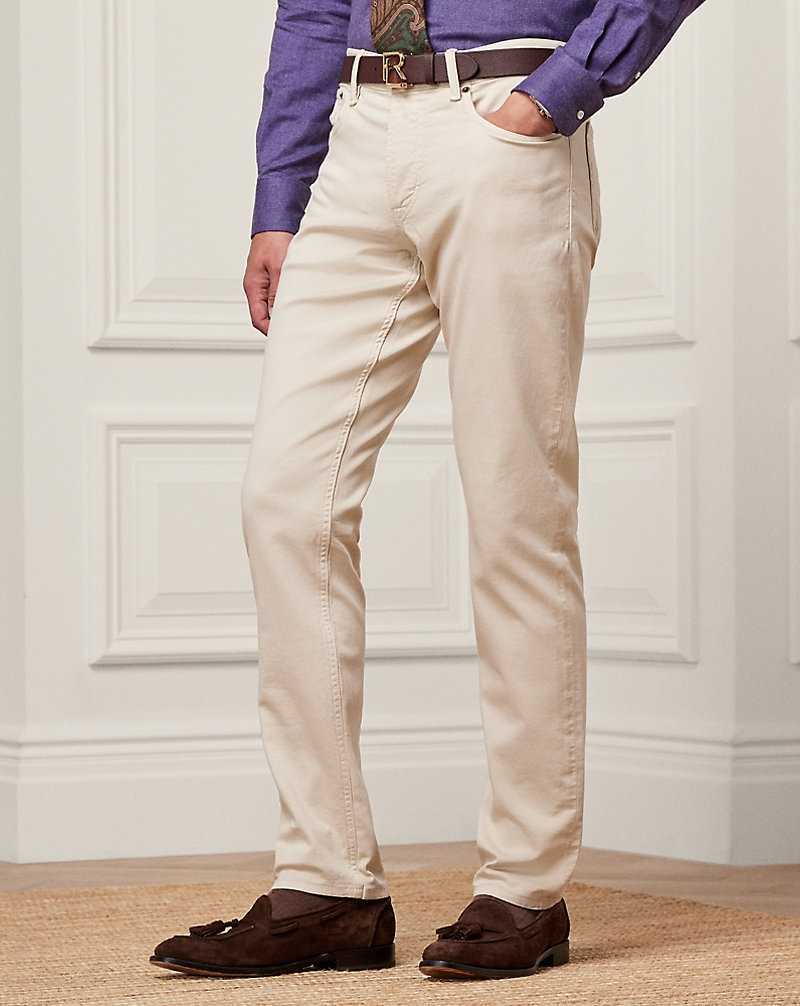 Jeans Ralph Lauren Slim Fit Stretch Dobby Hombre Creme | QTZXWVH-74 - vista 3