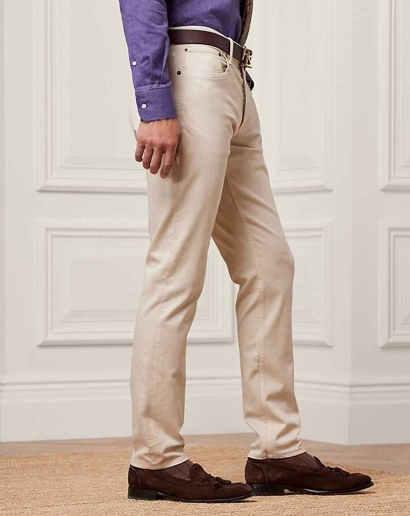 Jeans Ralph Lauren Slim Fit Stretch Dobby Hombre Creme | QTZXWVH-74 - vista 4