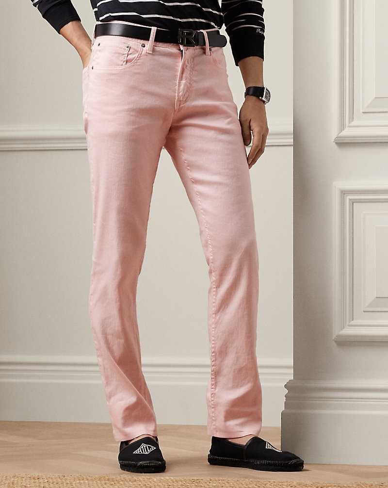 Jeans Ralph Lauren Slim Fit Stretch Linen-Cotton Hombre Rosas | IEHLBTC-90 - vista 3