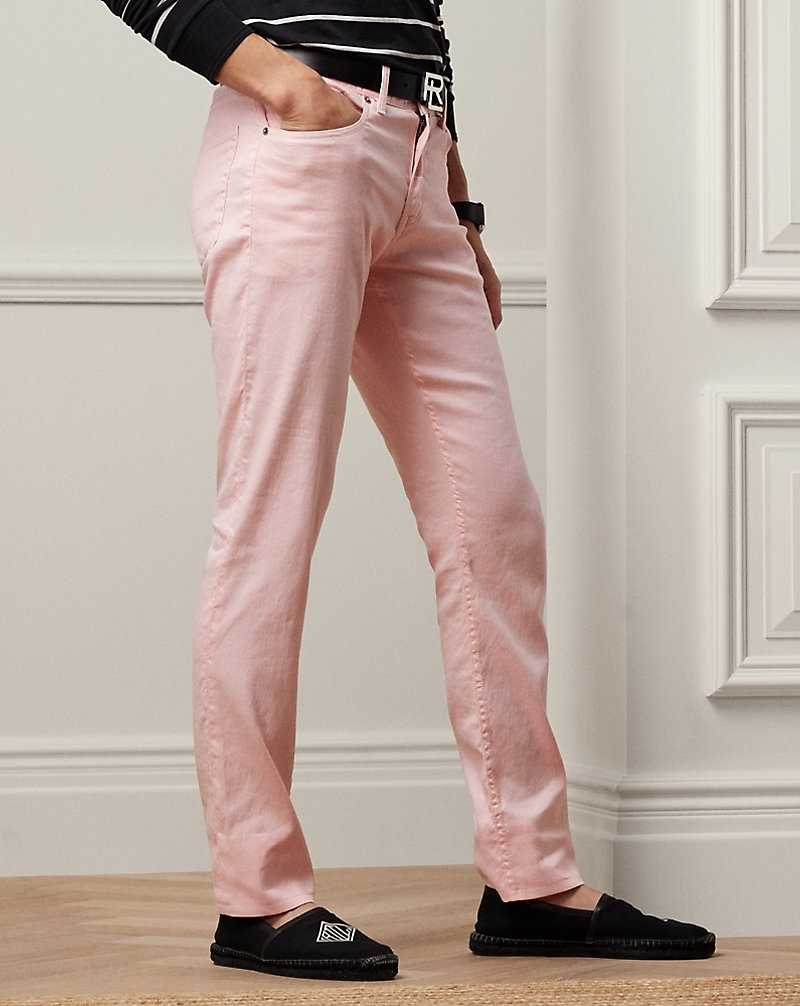 Jeans Ralph Lauren Slim Fit Stretch Linen-Cotton Hombre Rosas | IEHLBTC-90 - vista 4