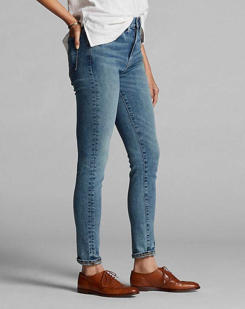 Jeans Ralph Lauren Stretch High Skinny Fit Mujer Azules | ZAVPKRL-21 - vista 4