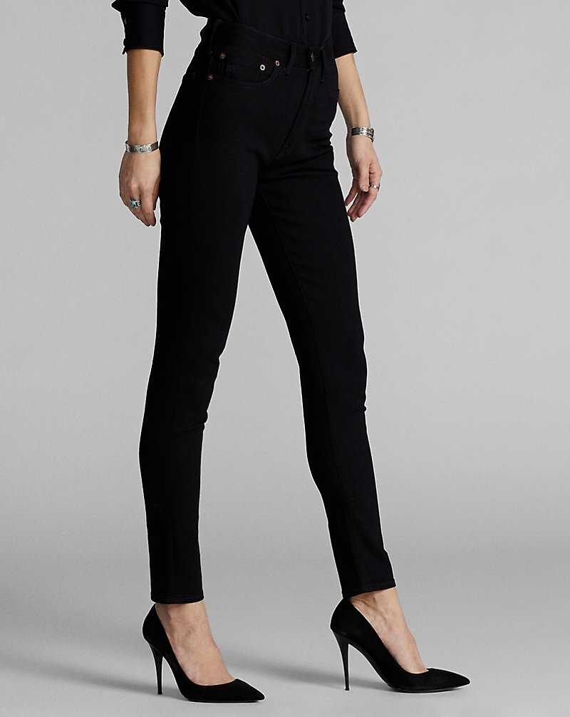 Jeans Ralph Lauren Stretch High Skinny Fit Mujer Negros Azules | AZDKWCP-87 - vista 4