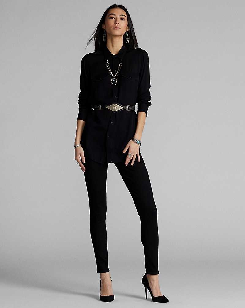 Jeans Ralph Lauren Stretch High Skinny Fit Mujer Negros Azules | AZDKWCP-87 - vista 1