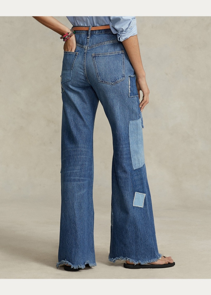 Jeans The Flare Patchwork Mujer Azules | LMXF64807 - vista 2