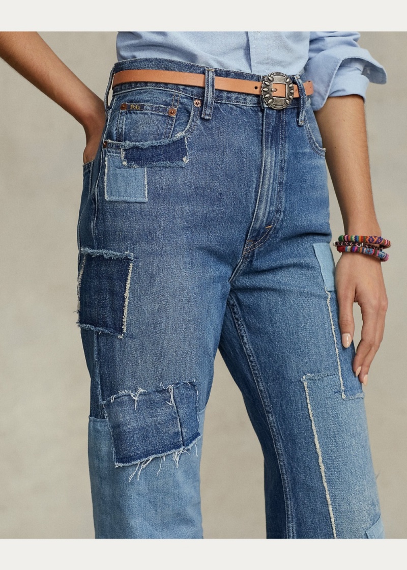 Jeans The Flare Patchwork Mujer Azules | LMXF64807 - vista 3