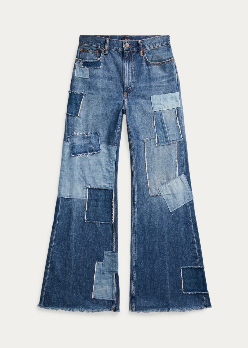 Jeans The Flare Patchwork Mujer Azules | LMXF64807 - vista 4