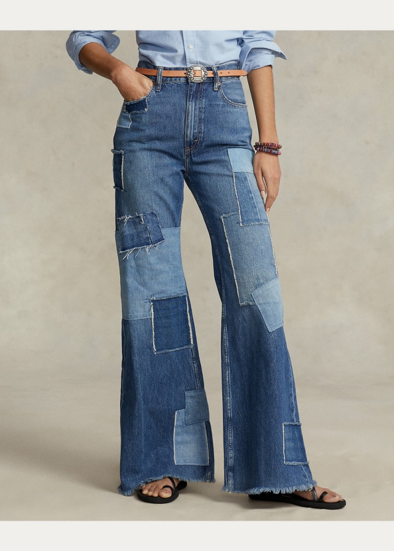 Jeans The Flare Patchwork Mujer Azules | LMXF64807 - vista 5