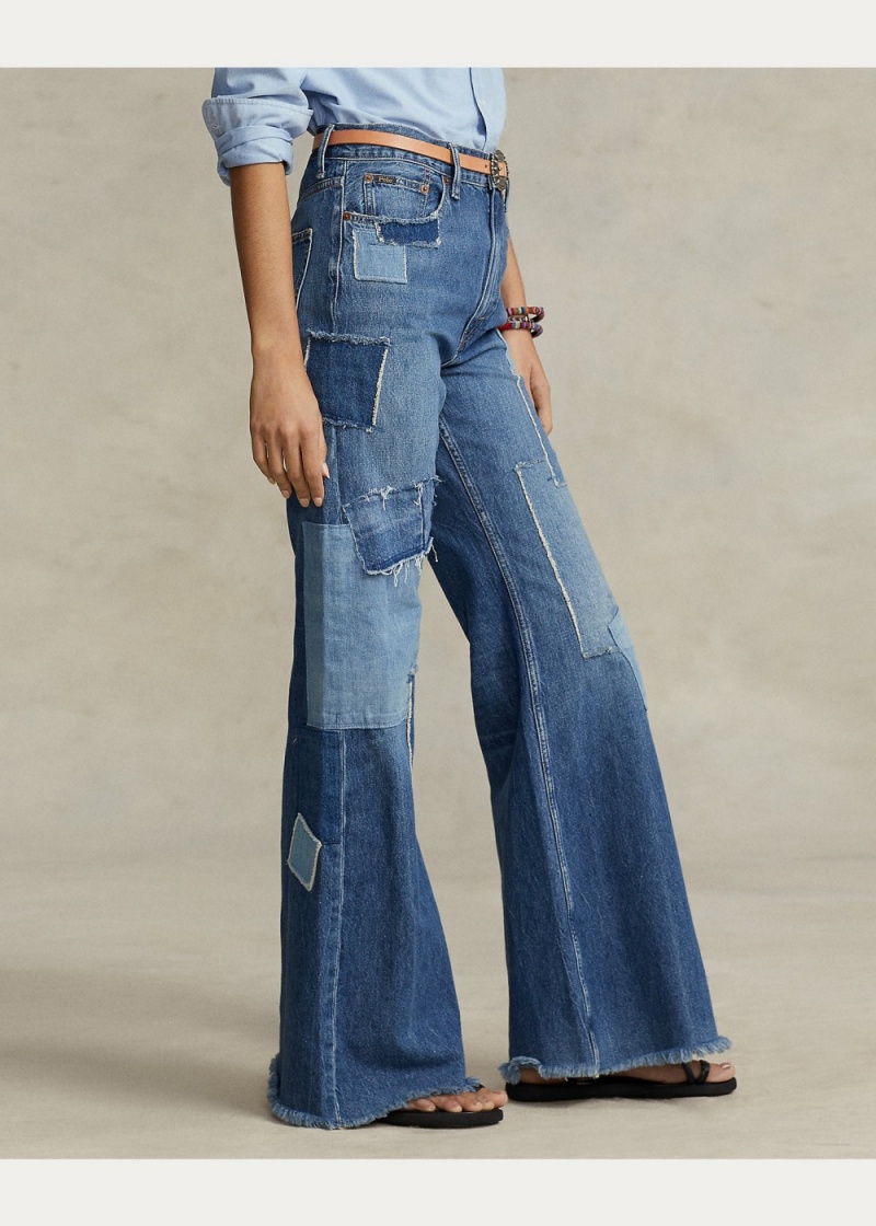 Jeans The Flare Patchwork Mujer Azules | LMXF64807 - vista 6