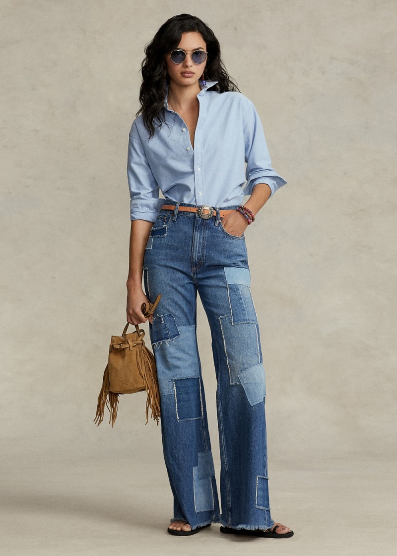 Jeans The Flare Patchwork Mujer Azules | LMXF64807 - vista 1