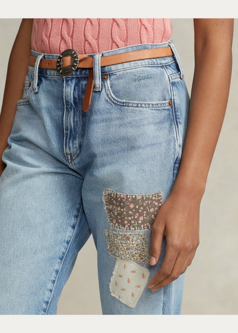 Jeans The Slim Tapered Patchwork Mujer Azules | LIRE32714 - vista 3