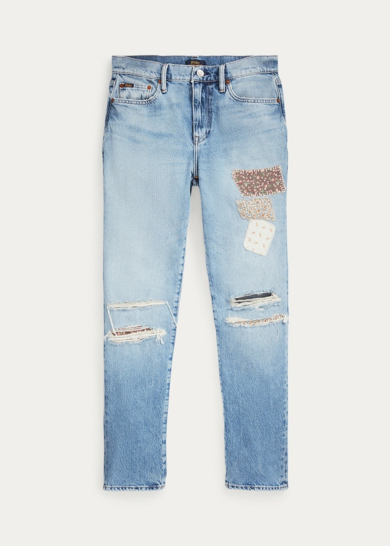 Jeans The Slim Tapered Patchwork Mujer Azules | LIRE32714 - vista 4
