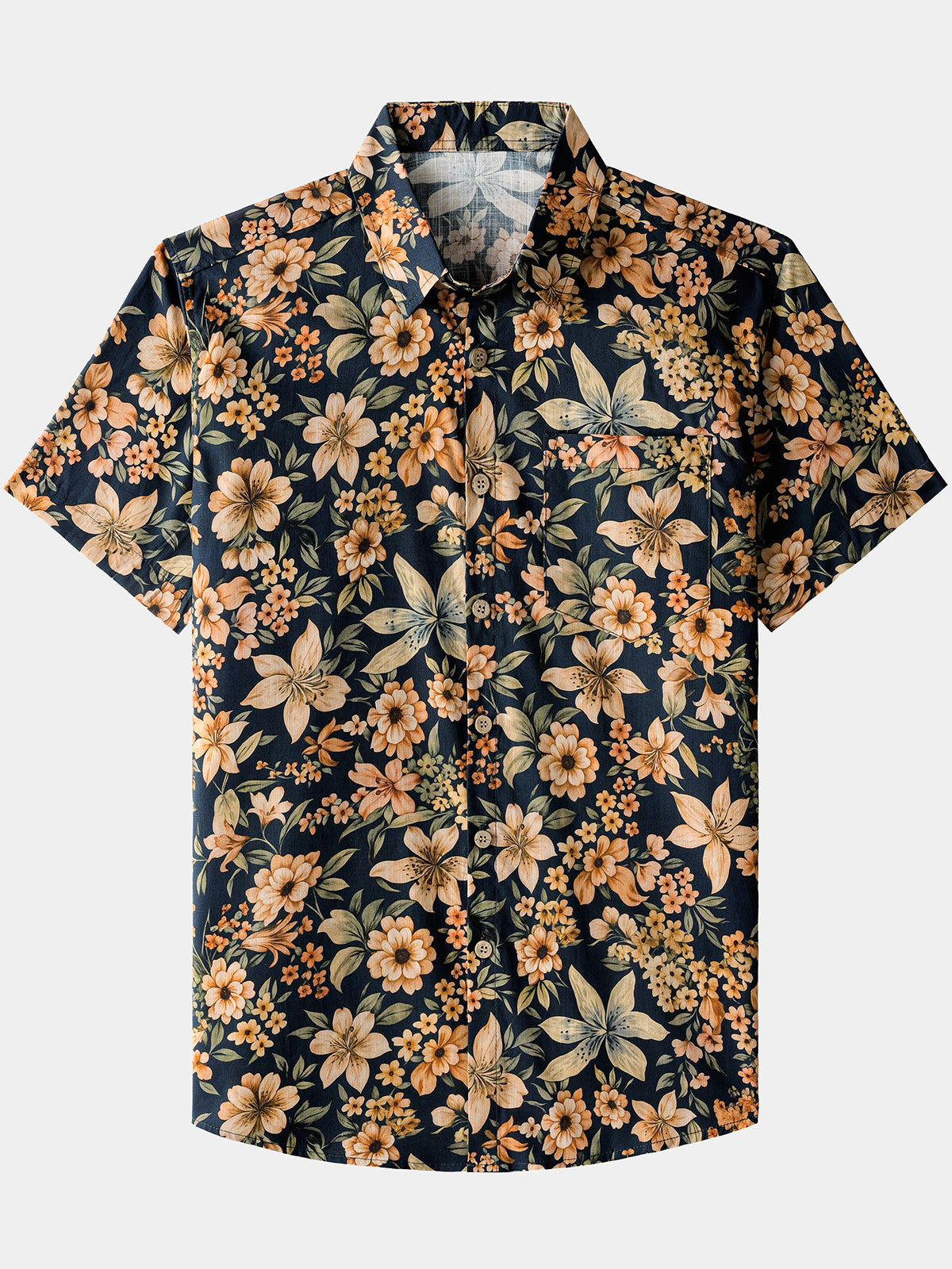 Camisa floral de manga corta con botones transpirable Cool Resort Summer para hombre