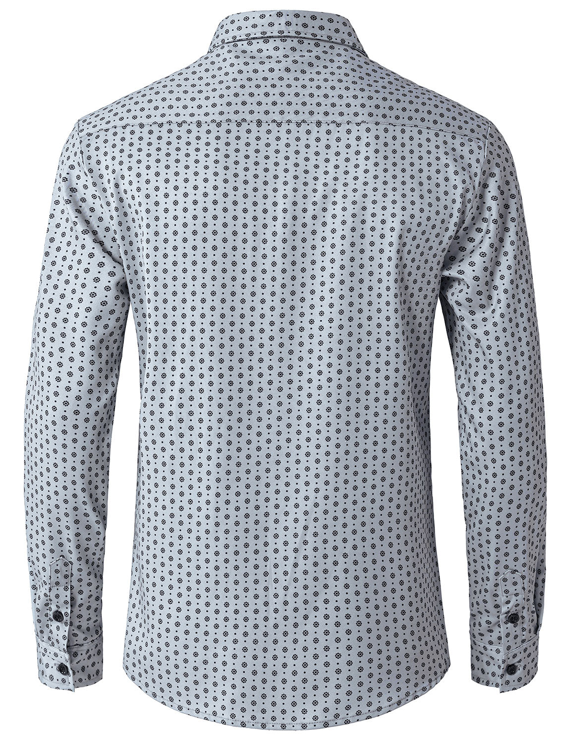 Camisa Grey retro estampado de manga larga para hombre