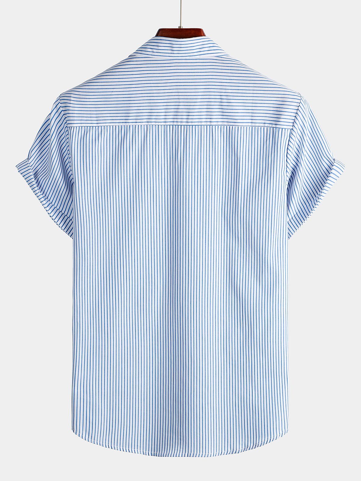 Camisa casual a rayas Pocket de manga corta para hombre
