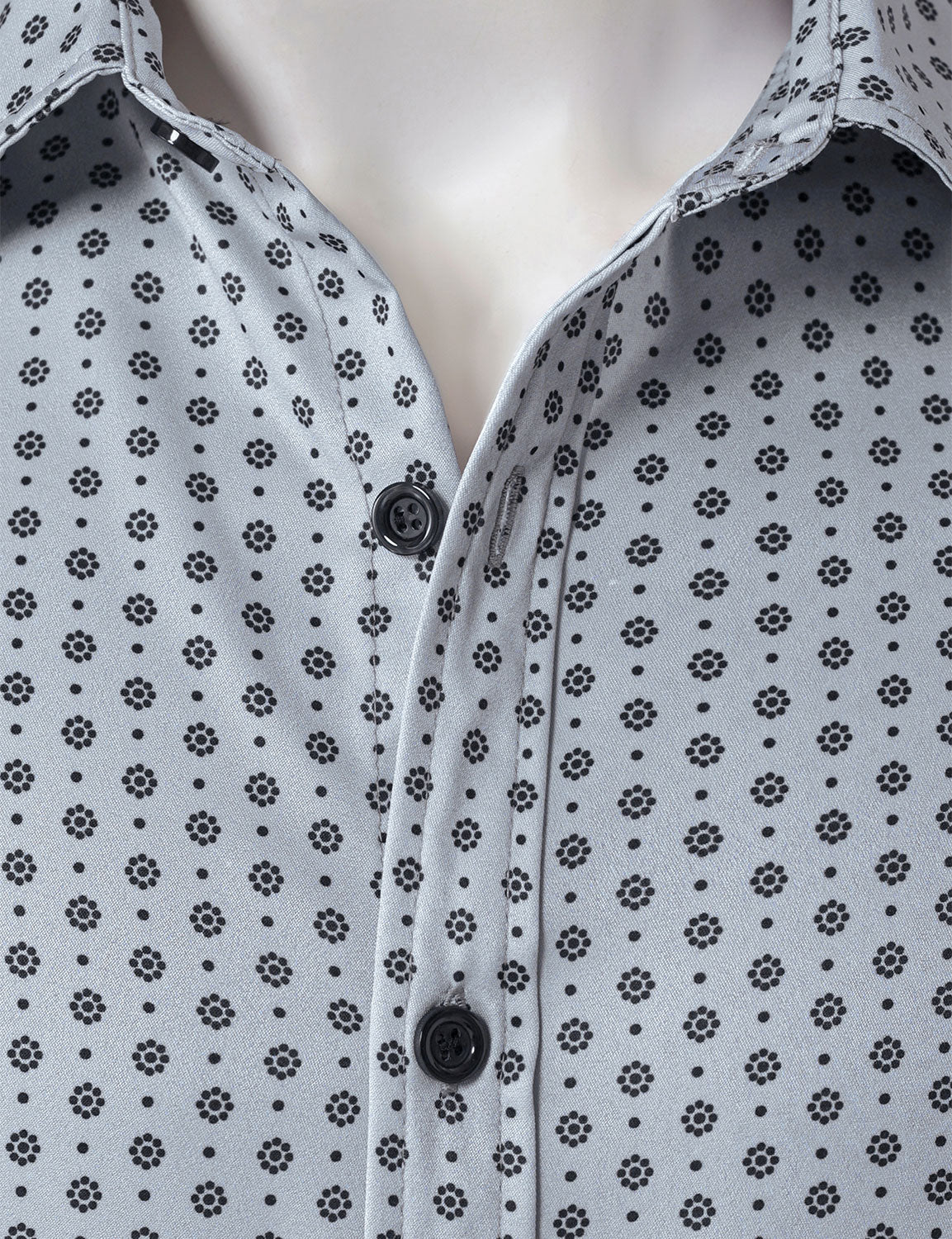 Camisa Grey retro estampado de manga larga para hombre