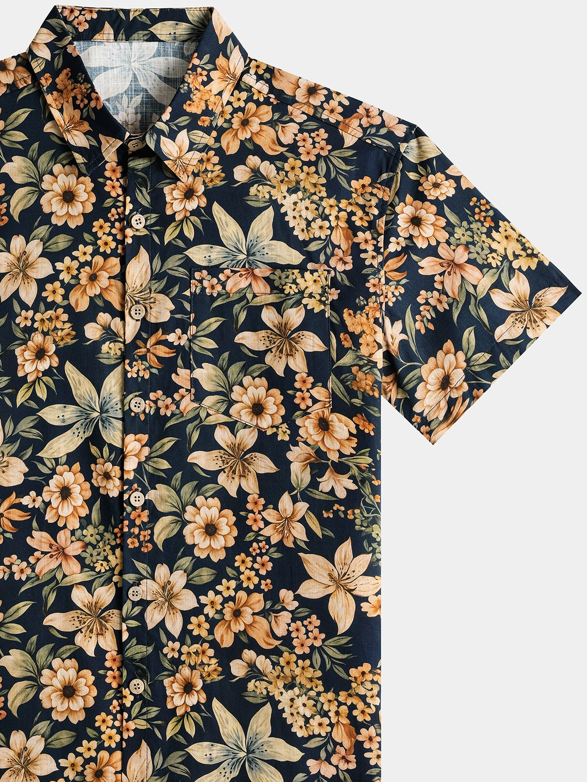 Camisa floral de manga corta con botones transpirable Cool Resort Summer para hombre