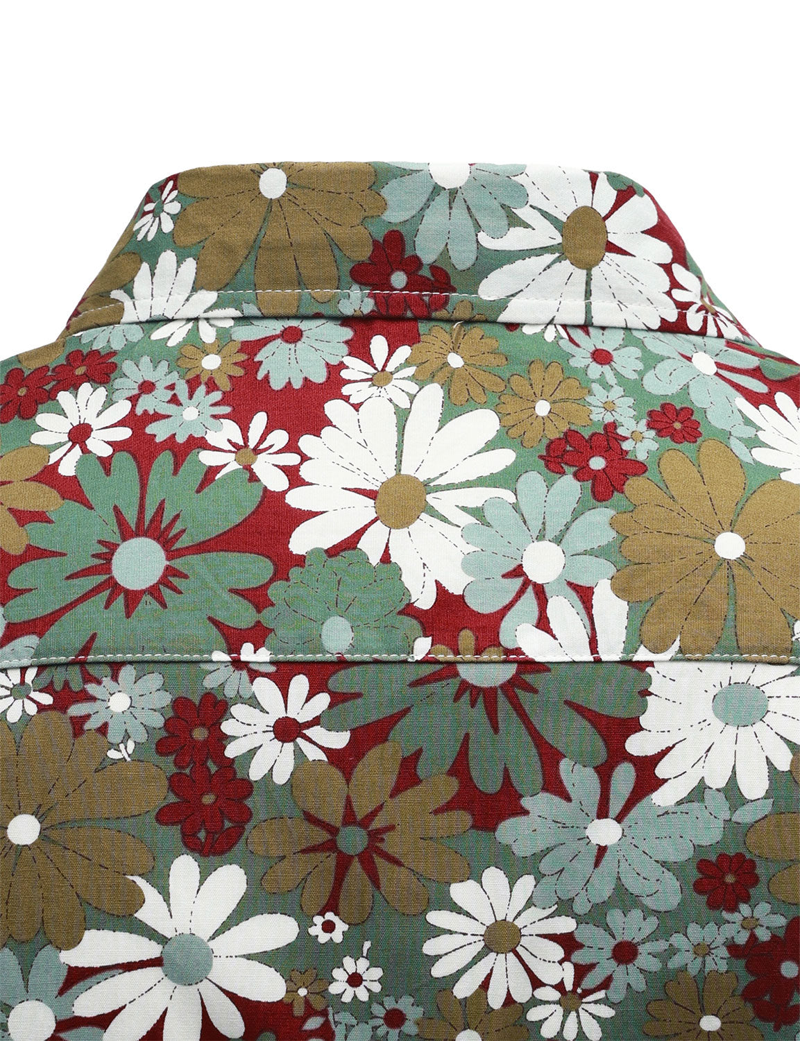 Camisa Khaki floral de algodón Button Up de manga larga para hombre
