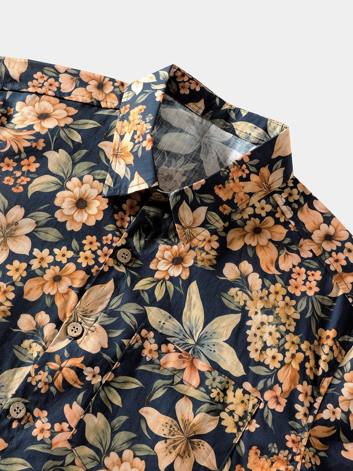 Camisa floral de manga corta con botones transpirable Cool Resort Summer para hombre