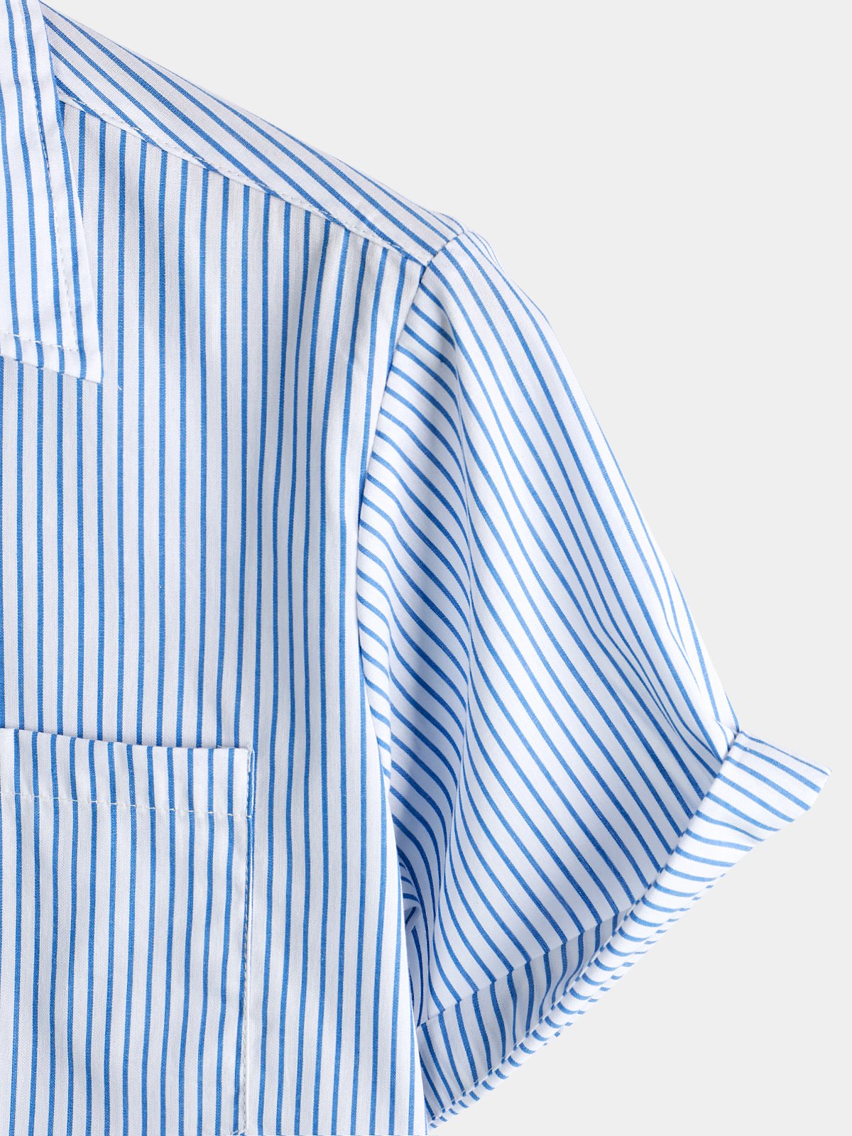Camisa casual a rayas Pocket de manga corta para hombre