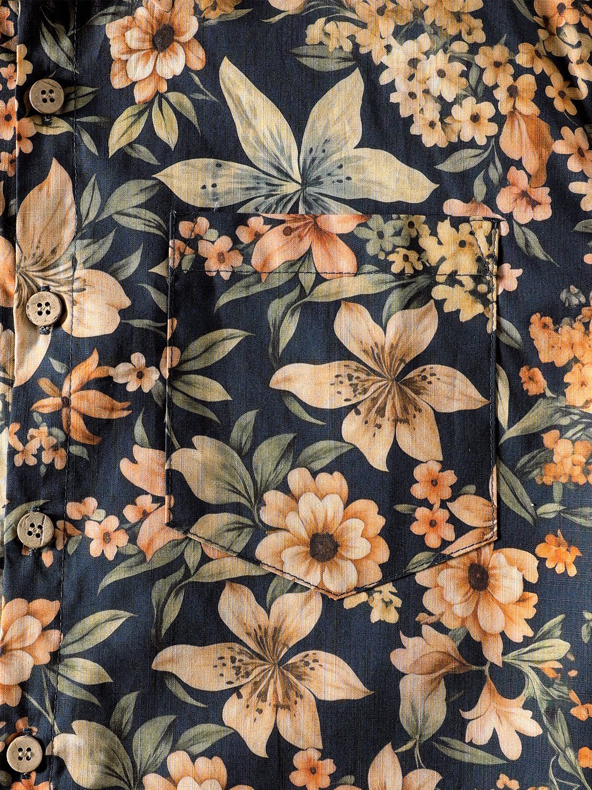 Camisa floral de manga corta con botones transpirable Cool Resort Summer para hombre