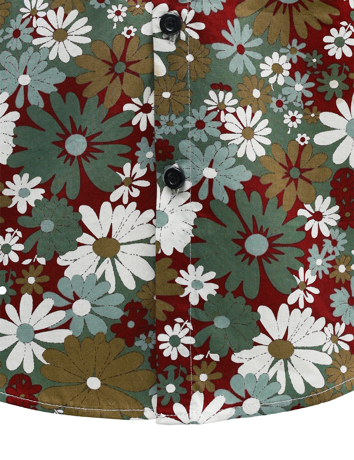 Camisa Khaki floral de algodón Button Up de manga larga para hombre
