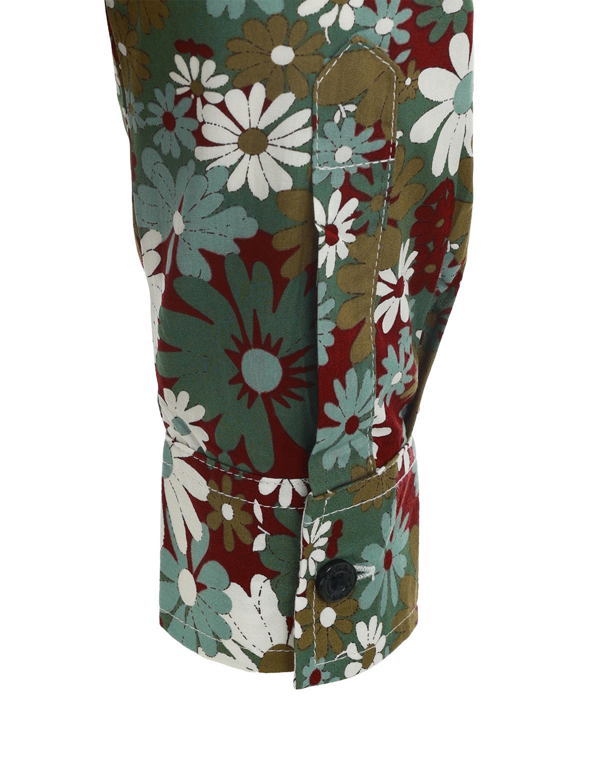 Camisa Khaki floral de algodón Button Up de manga larga para hombre