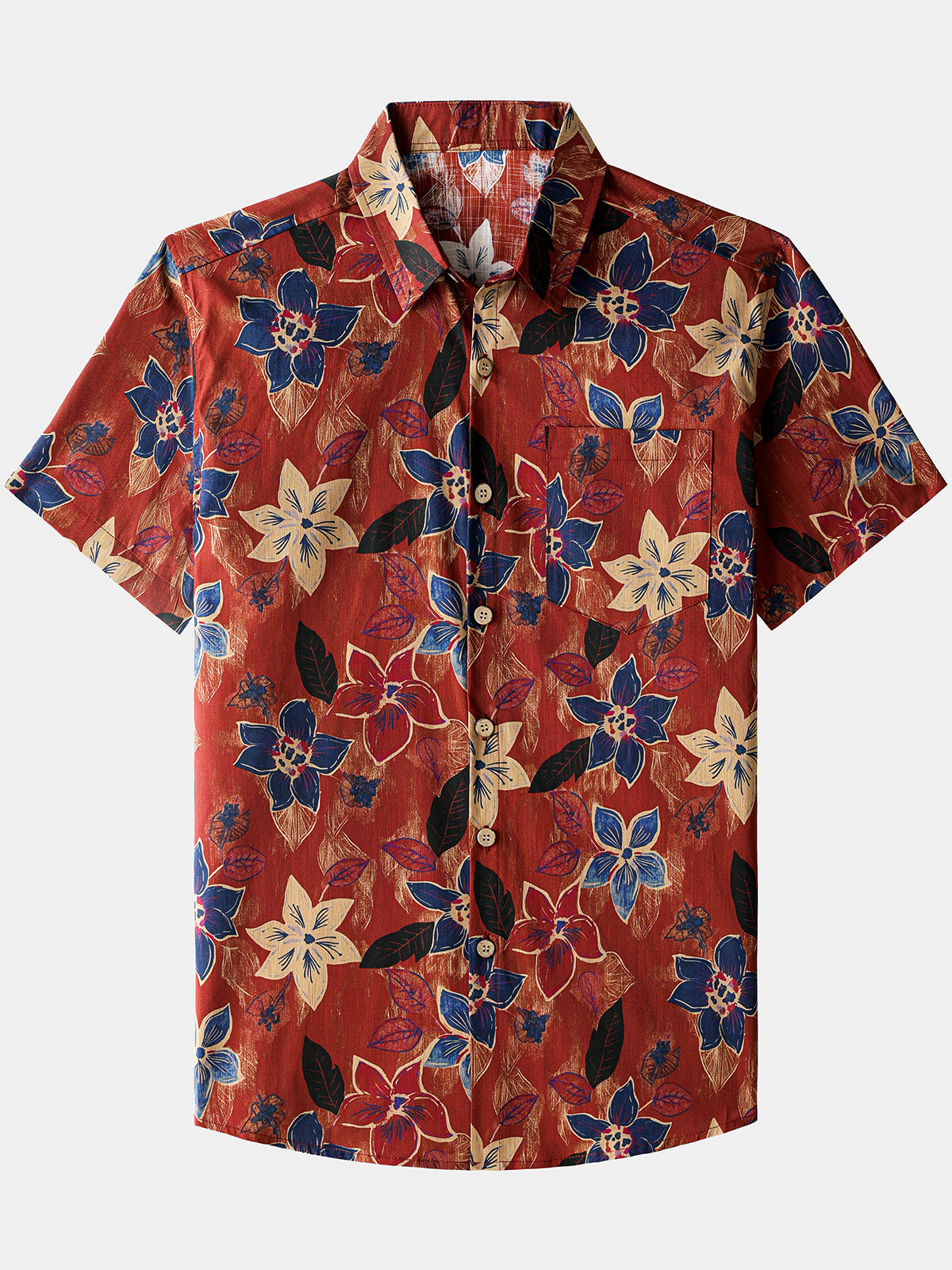 Camisa clásico vintage floral de manga corta con botones transpirable Cool para hombre