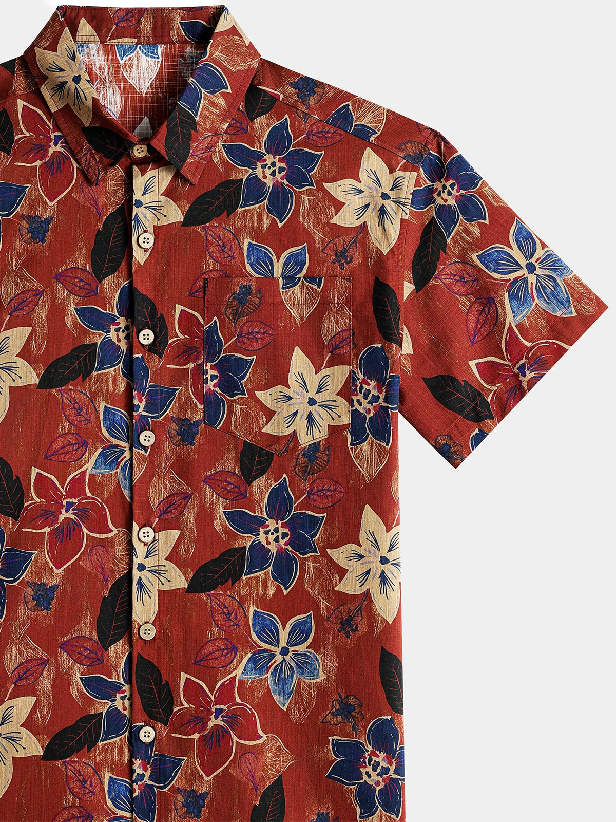 Camisa clásico vintage floral de manga corta con botones transpirable Cool para hombre