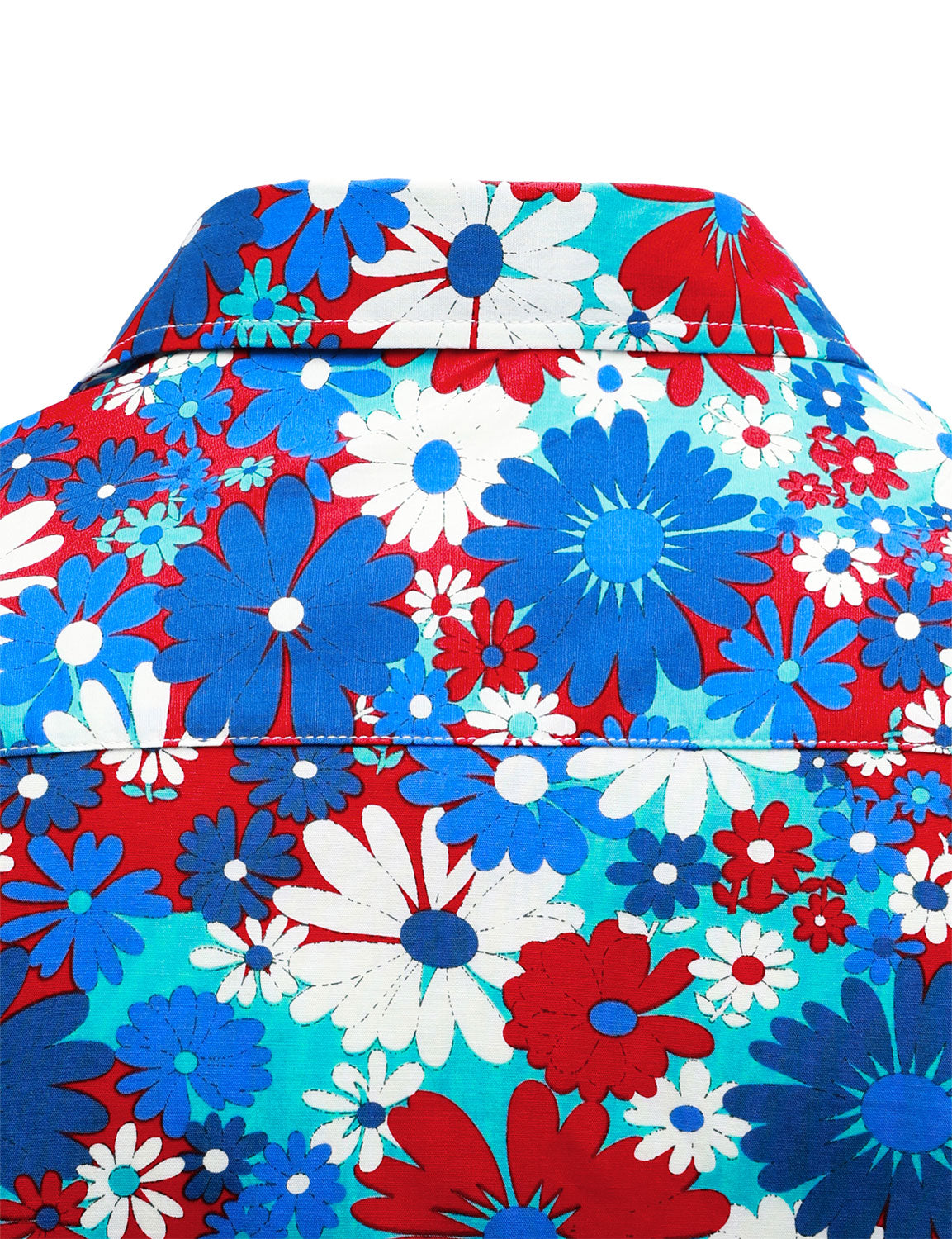 Camisa de algodón Blue floral Button Up de manga larga para hombre