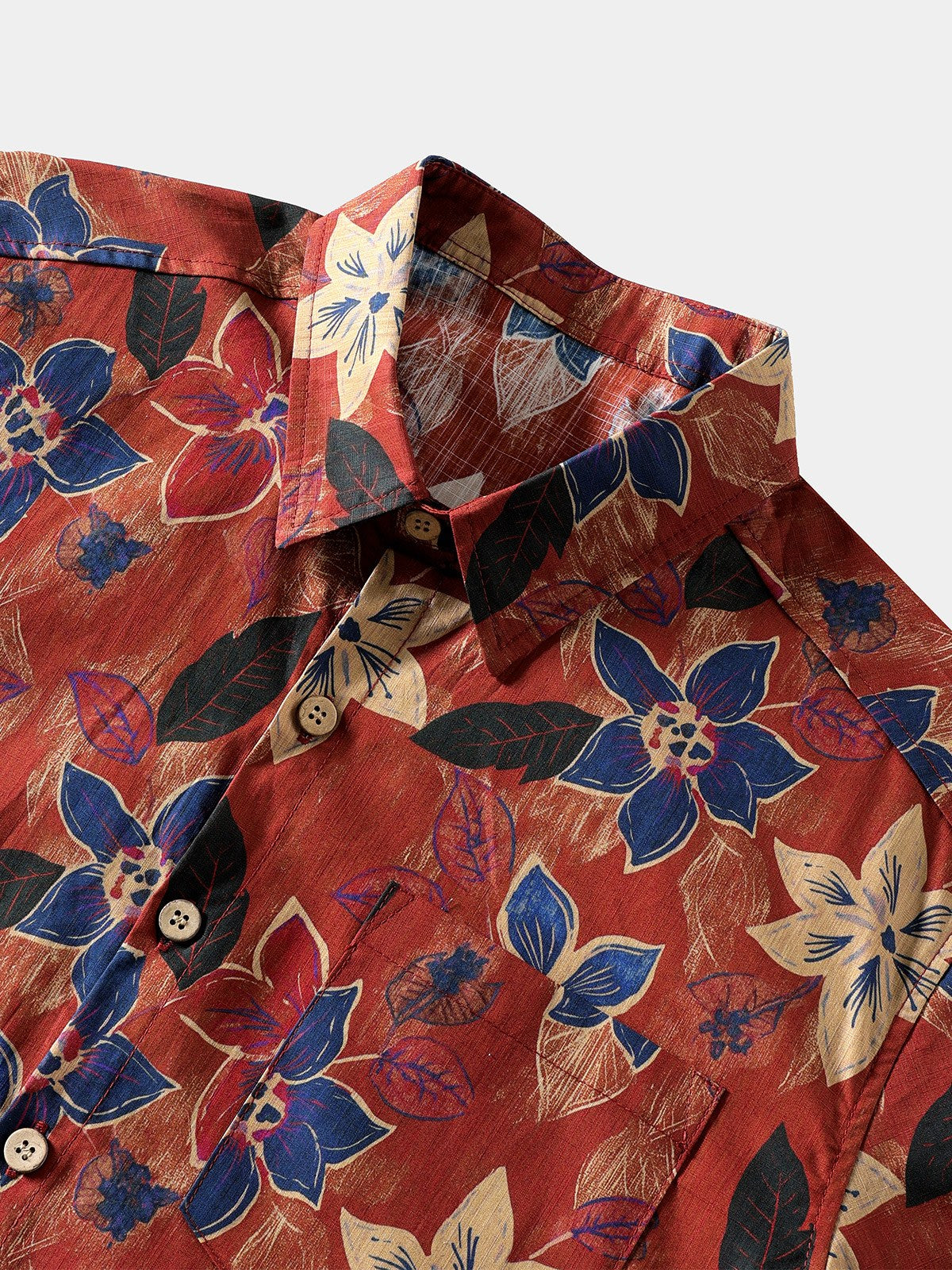 Camisa clásico vintage floral de manga corta con botones transpirable Cool para hombre