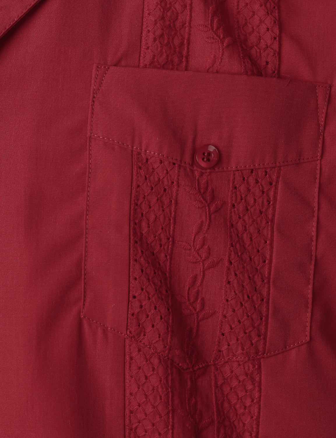Camisa Red de manga corta Pocket Cuban Guayabera para hombre