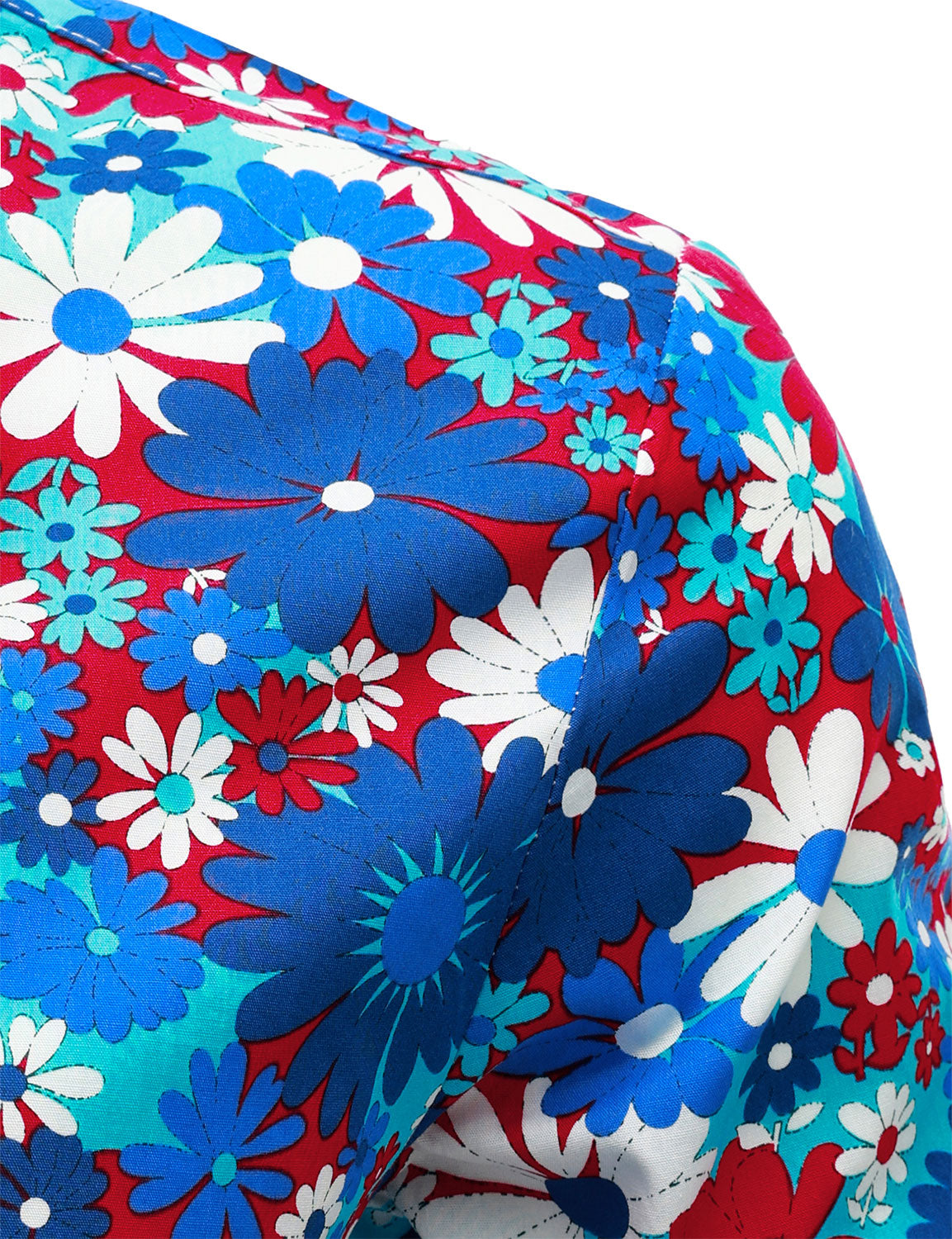 Camisa de algodón Blue floral Button Up de manga larga para hombre