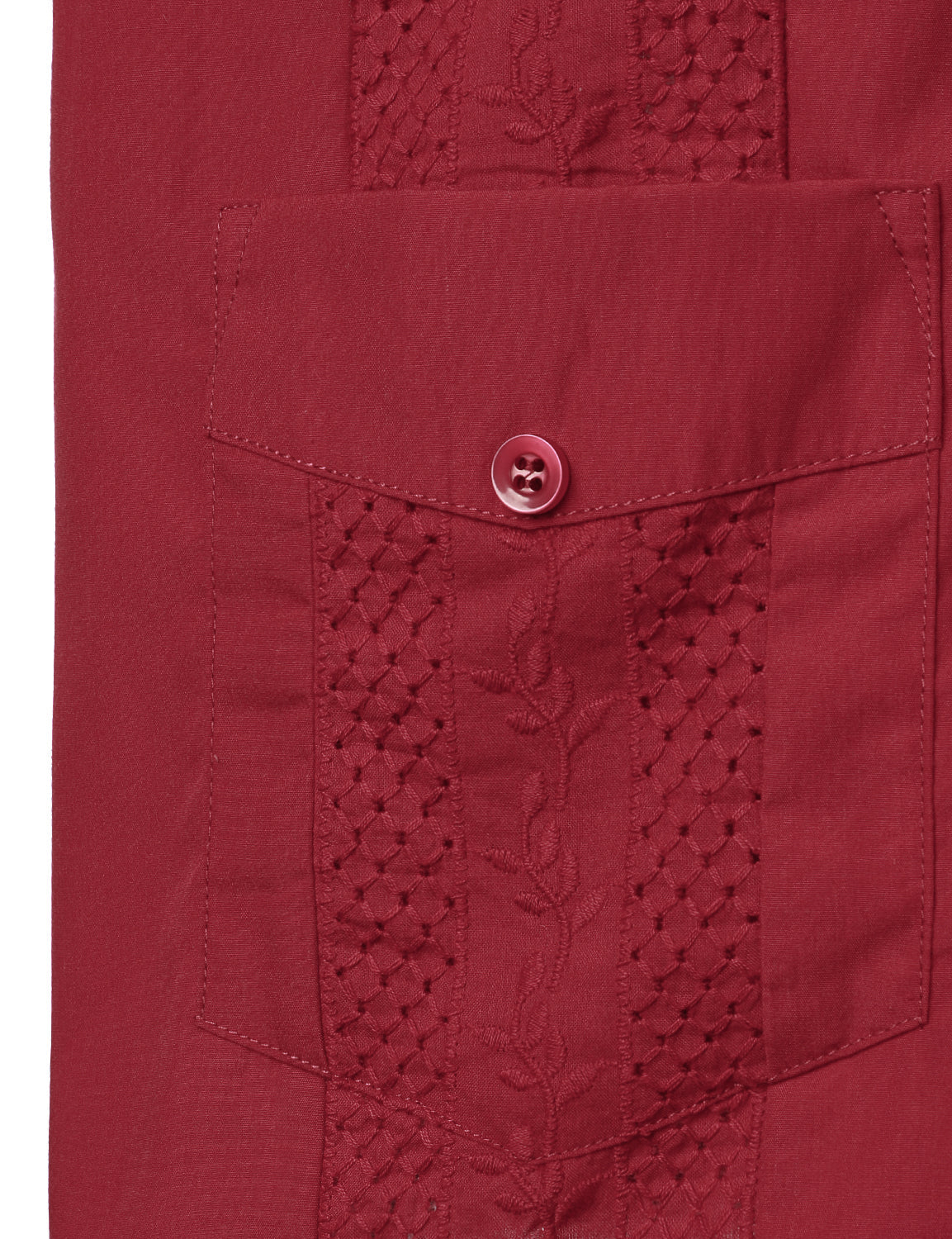 Camisa Red de manga corta Pocket Cuban Guayabera para hombre