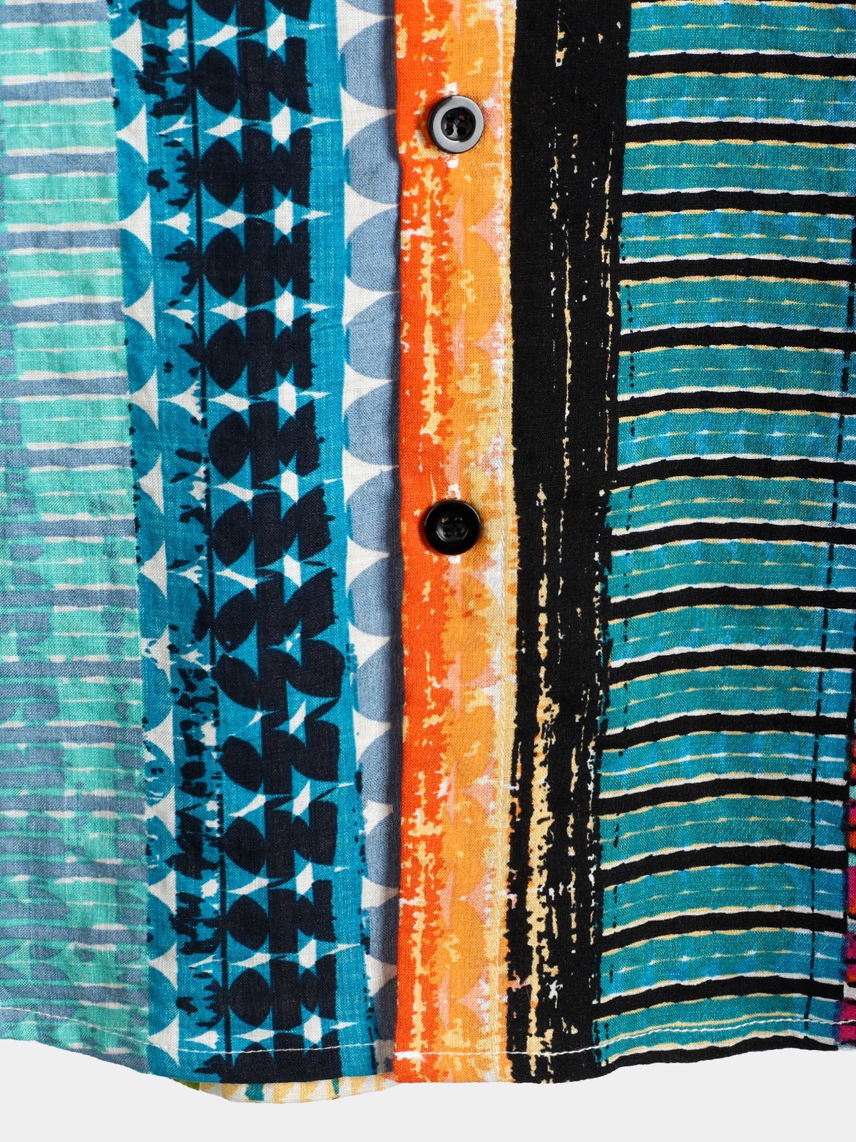 Camisa Colorful casual a rayas Button Up de algodón de manga corta para hombre