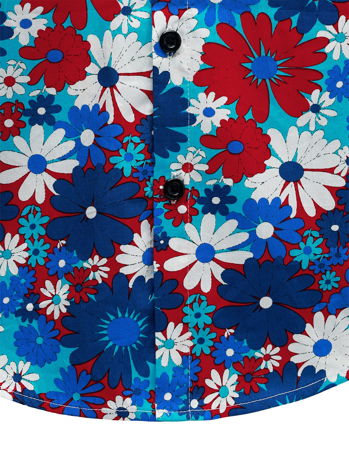 Camisa de algodón Blue floral Button Up de manga larga para hombre