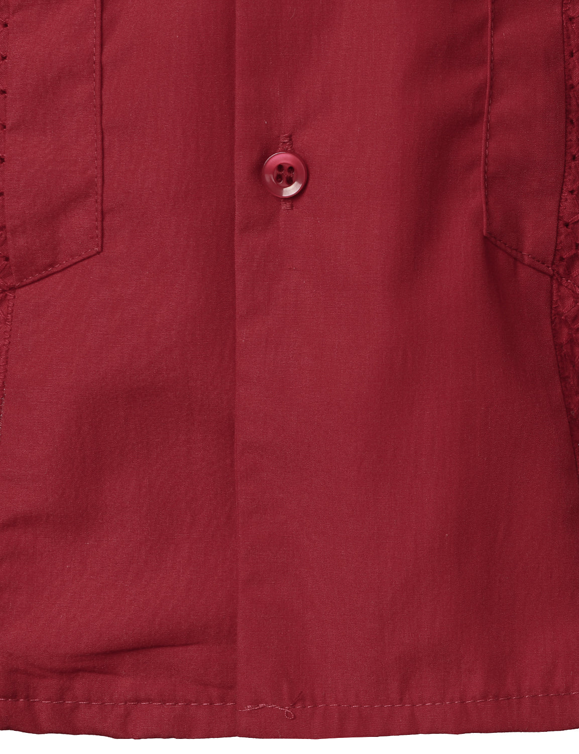 Camisa Red de manga corta Pocket Cuban Guayabera para hombre