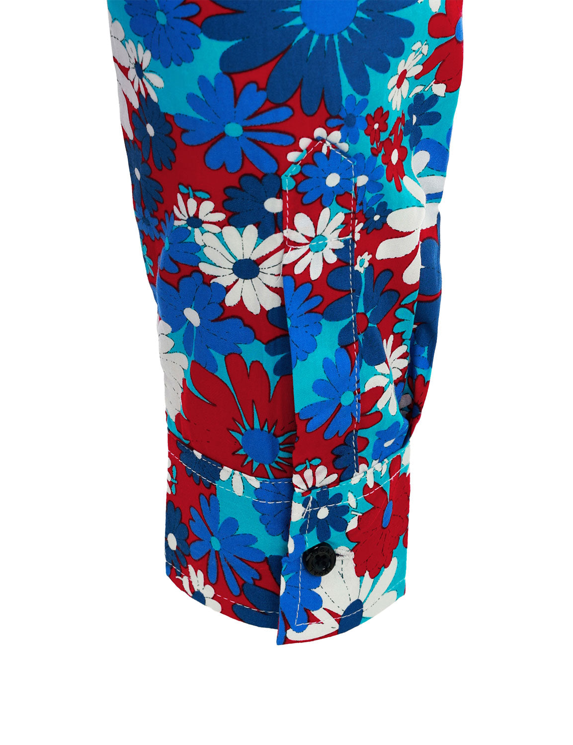 Camisa de algodón Blue floral Button Up de manga larga para hombre