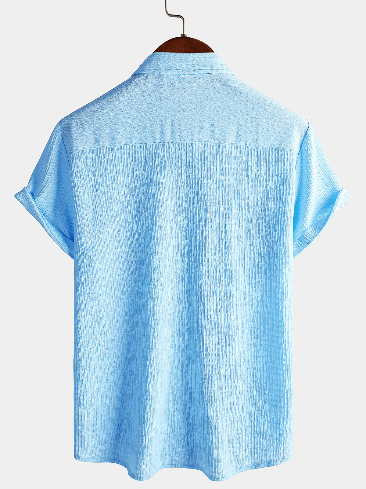 Camisa Summer de color sólido Pocket casual de manga corta para hombre