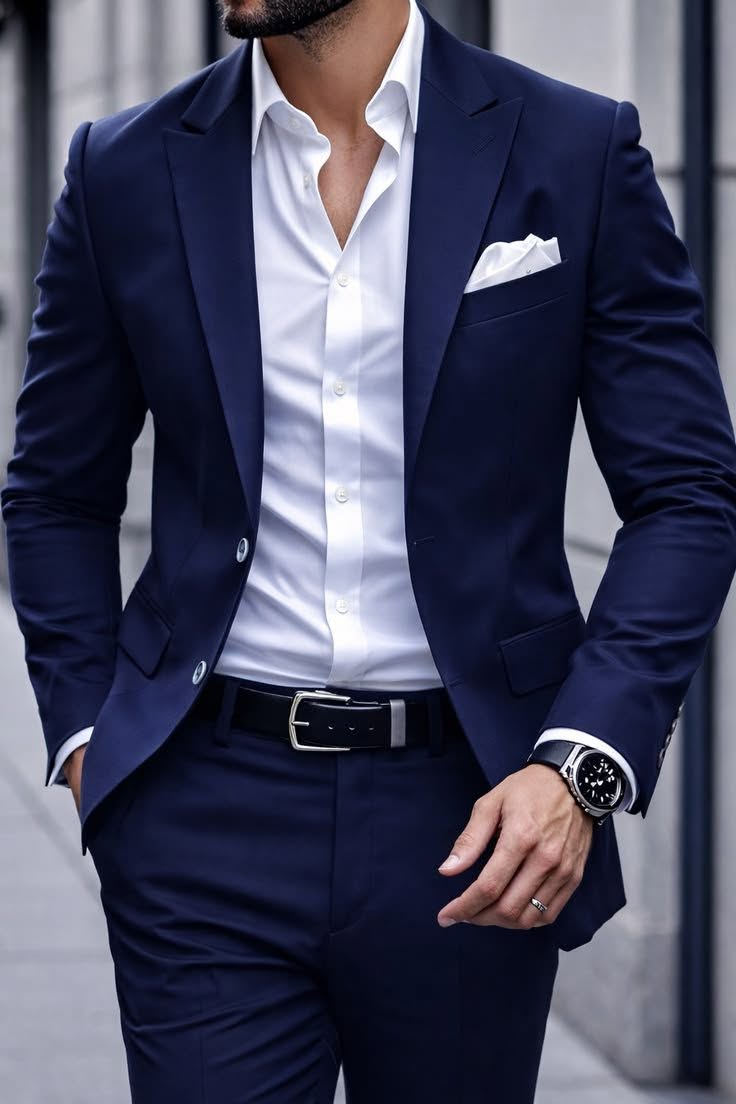 para hombre de corte entallado Notch Lapel Two Button saco & pantalón 2 Piece Suit Set