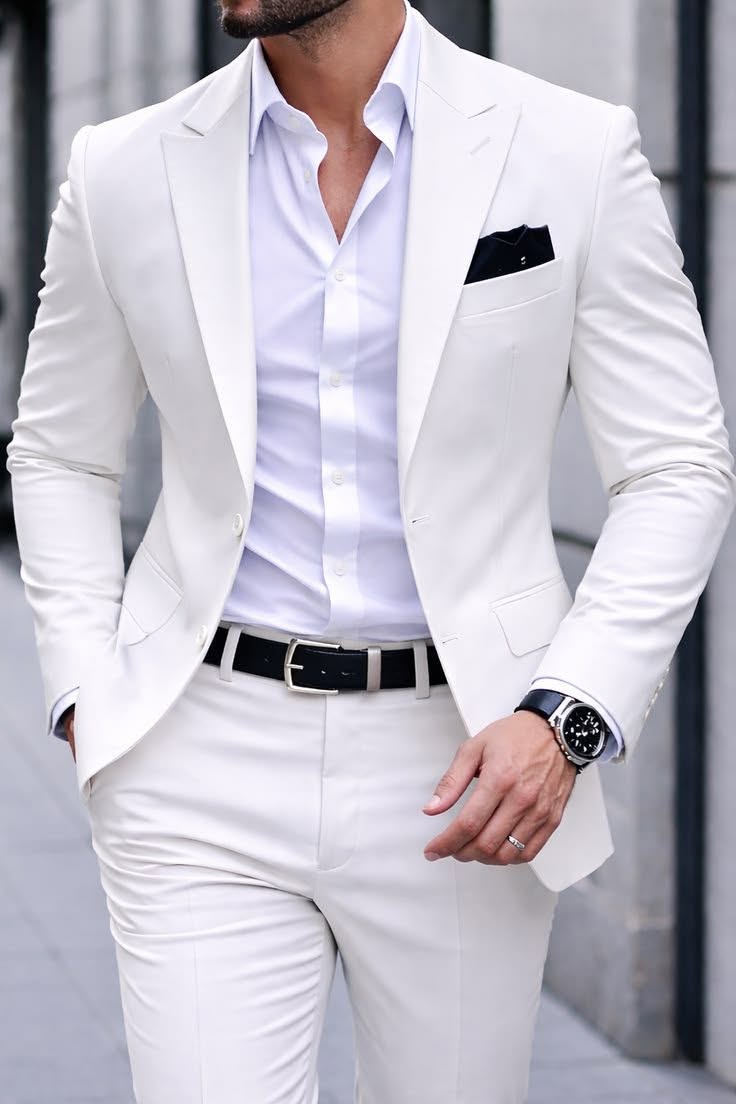 para hombre de corte entallado Notch Lapel Two Button saco & pantalón 2 Piece Suit Set