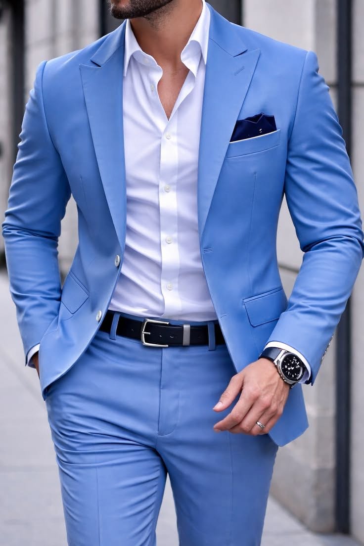 para hombre de corte entallado Notch Lapel Two Button saco & pantalón 2 Piece Suit Set