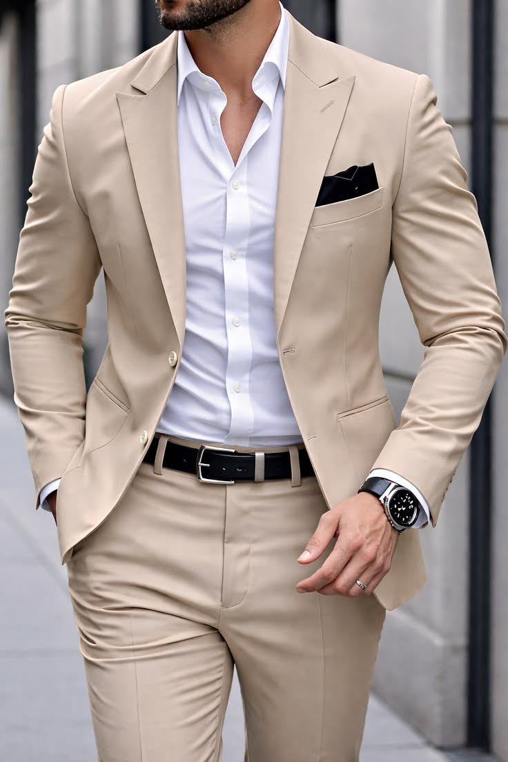 para hombre de corte entallado Notch Lapel Two Button saco & pantalón 2 Piece Suit Set