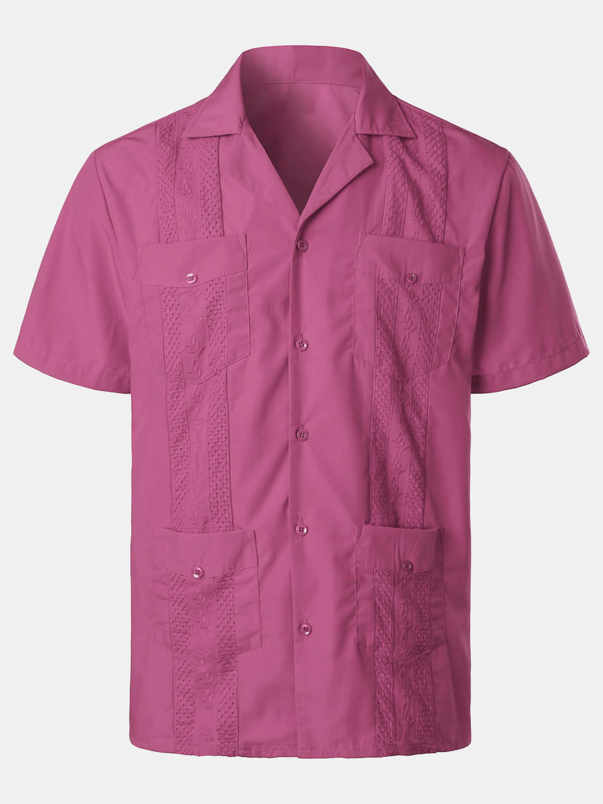 Camisa Embroidery Cuban Guayabera Summer Cool de manga corta Button Up para hombre