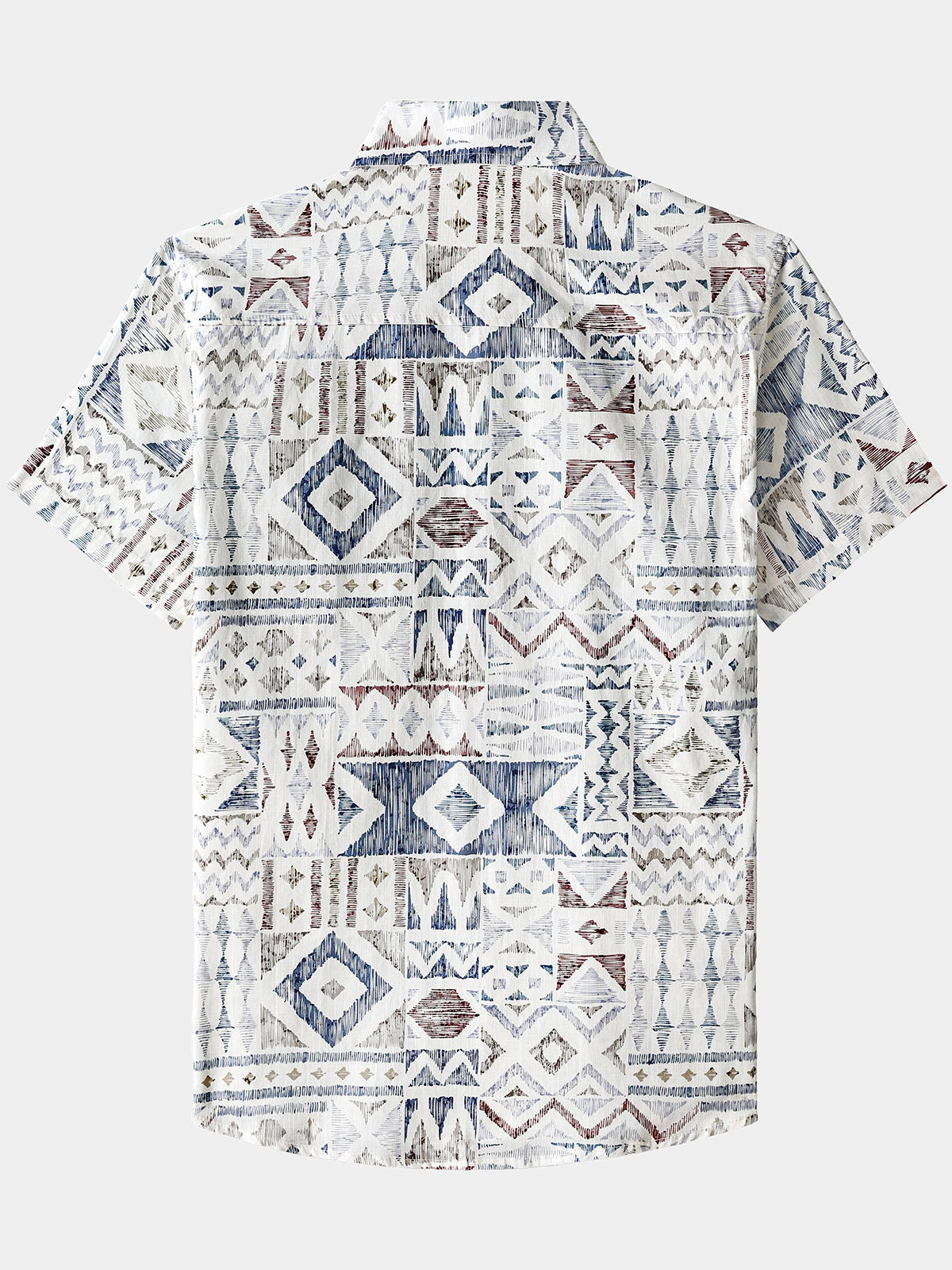 Camisa vintage Geometric Pattern de manga corta transpirable Cool casual para hombre
