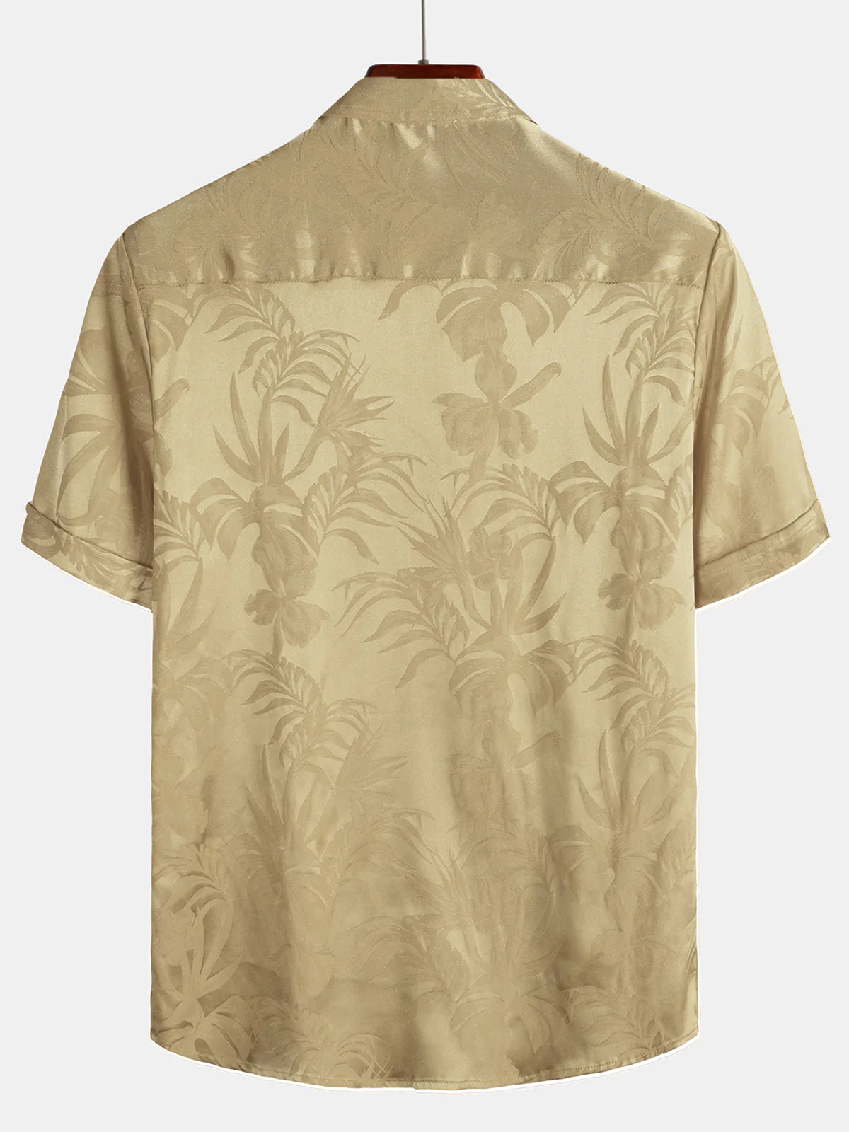 Camisa Jacquard Flowers Button Up Pocket floral Summer Cool de manga corta Tops Beach Vacation para hombre