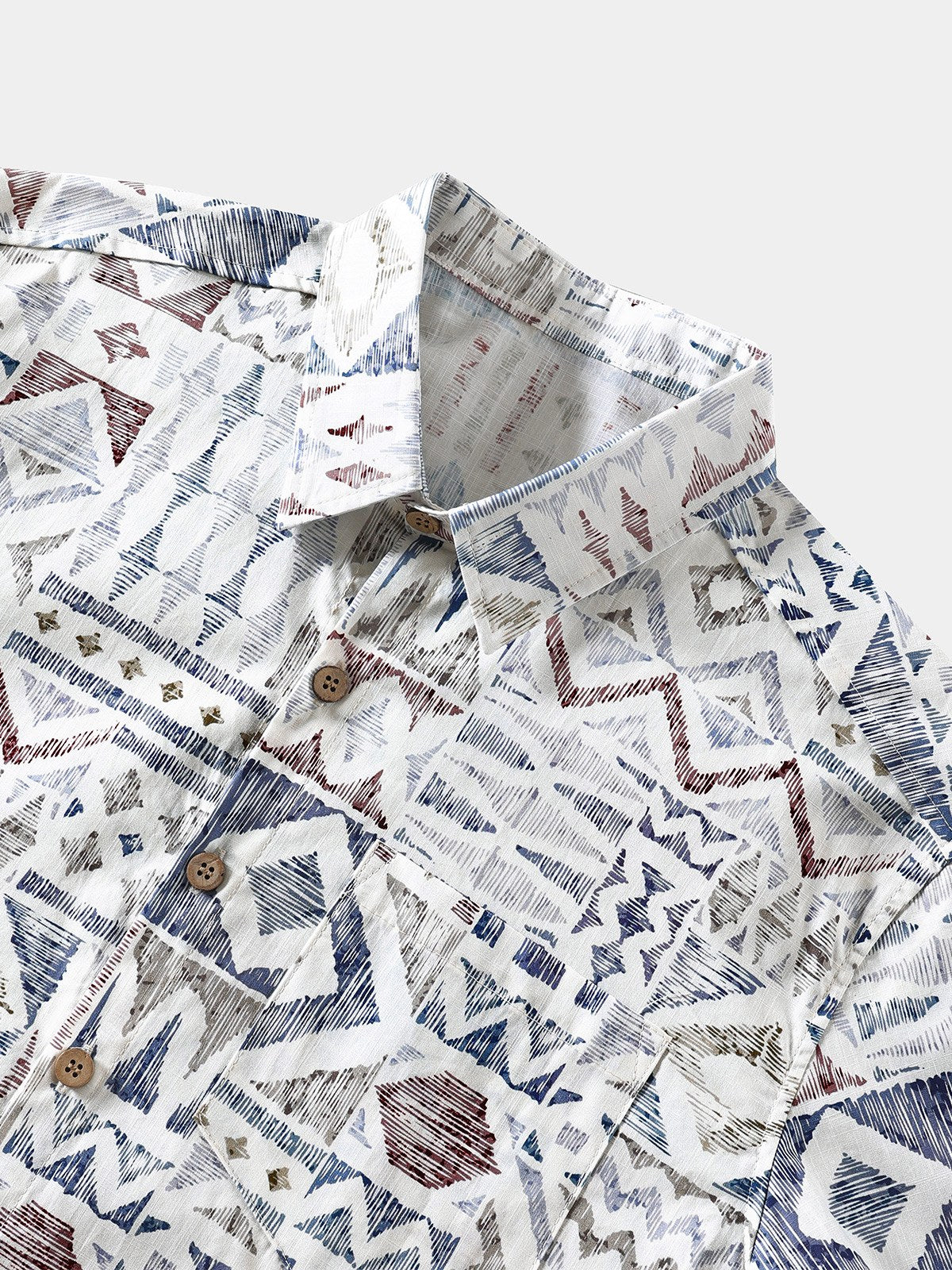 Camisa vintage Geometric Pattern de manga corta transpirable Cool casual para hombre