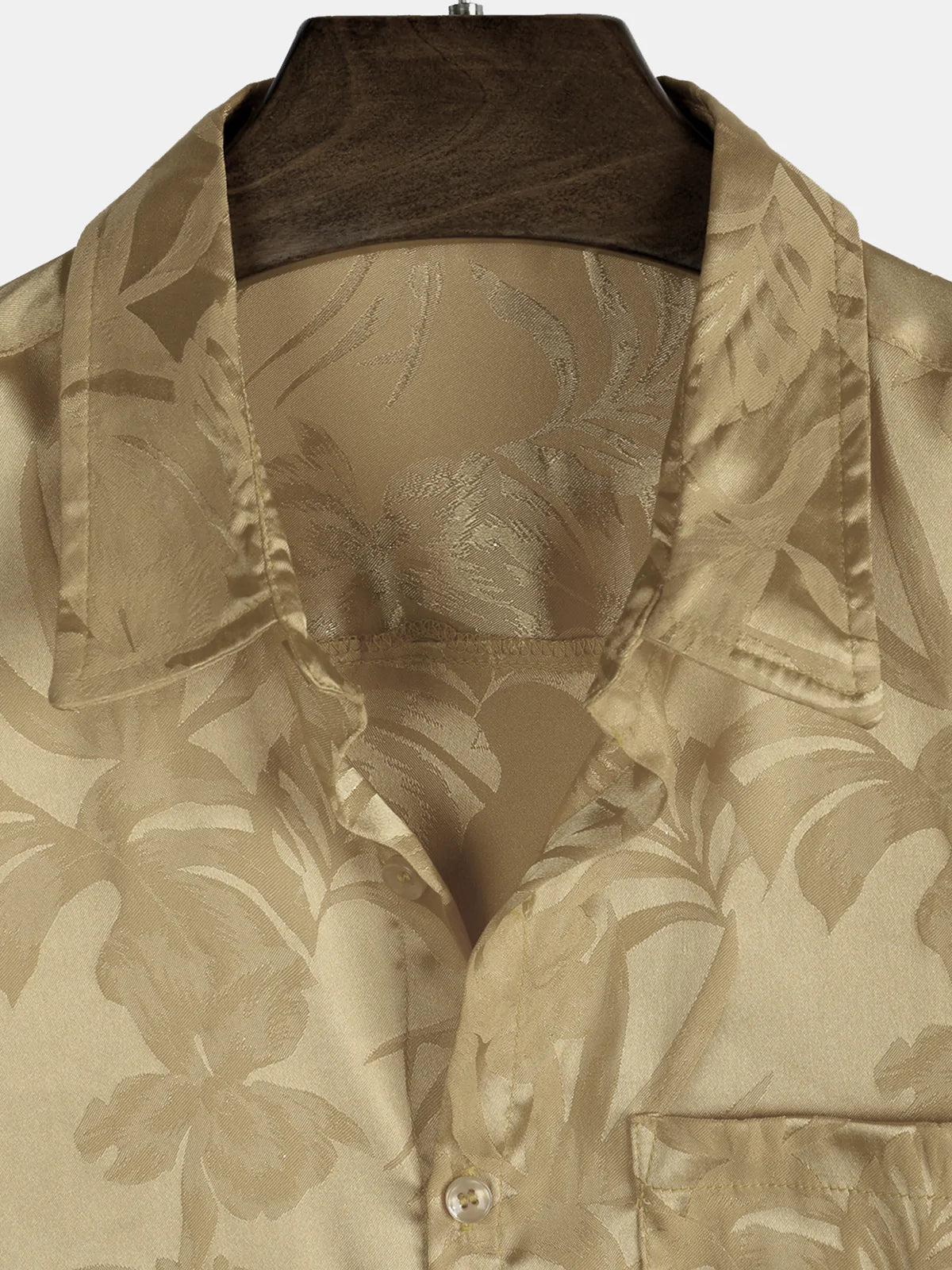 Camisa Jacquard Flowers Button Up Pocket floral Summer Cool de manga corta Tops Beach Vacation para hombre