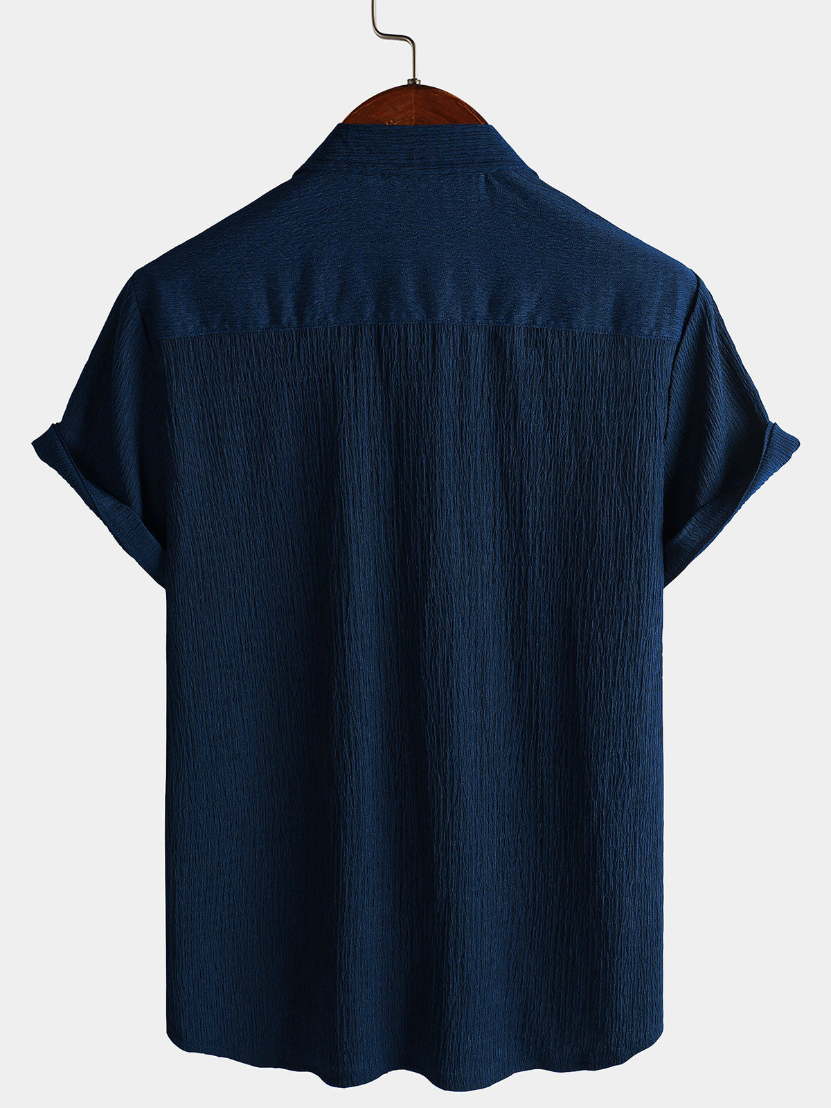 Camisa Summer de color sólido Pocket casual de manga corta para hombre