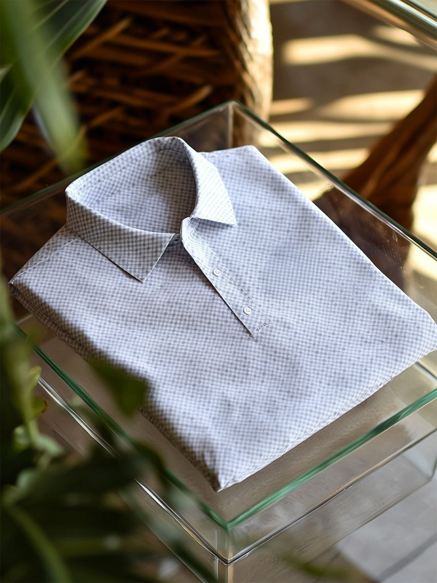 Camisa polo ejecutivo casual a cuadros Button de manga corta para hombre
