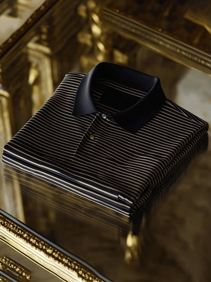 Camisa polo retro ejecutivo Design estampado casual para hombre